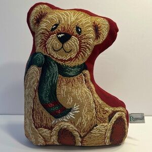 Bear Pillow Doorstop Weighted Tapestry Style Vintage Cottagecore Country Teddy